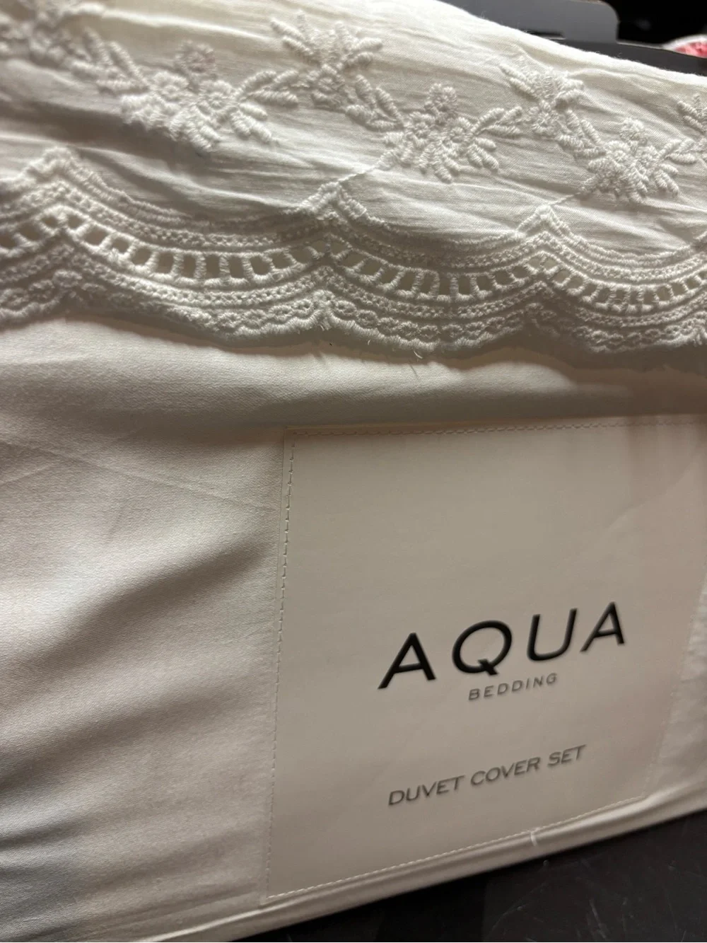 Aqua White Lace-Trim Duvet Cover Set b151s